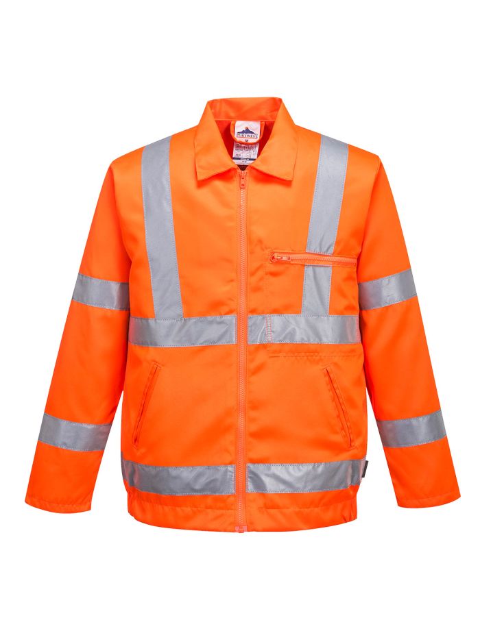 Hi-Vis Poly-Cotton Bomber Jacket , L, R, Orange