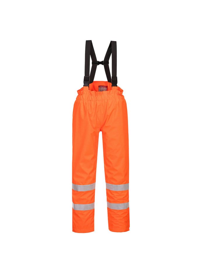 Bizflame Rain Lined Hi-Vis Antistatic FR Trouser, L, R, Orange