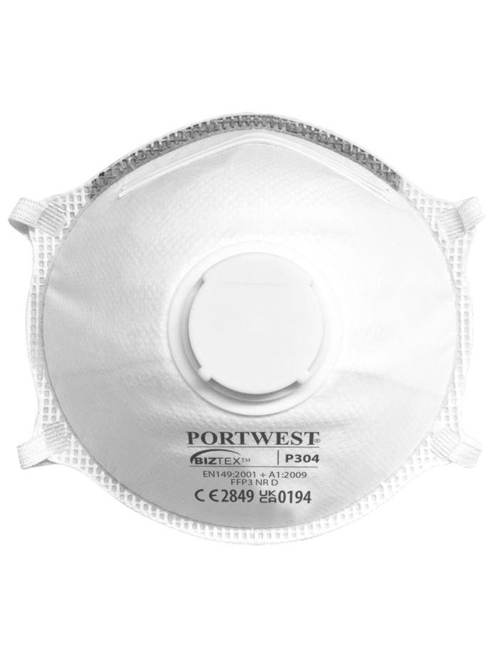 FFP3 Valved Dolomite Light Cup Respirator (Pk10), , R, White