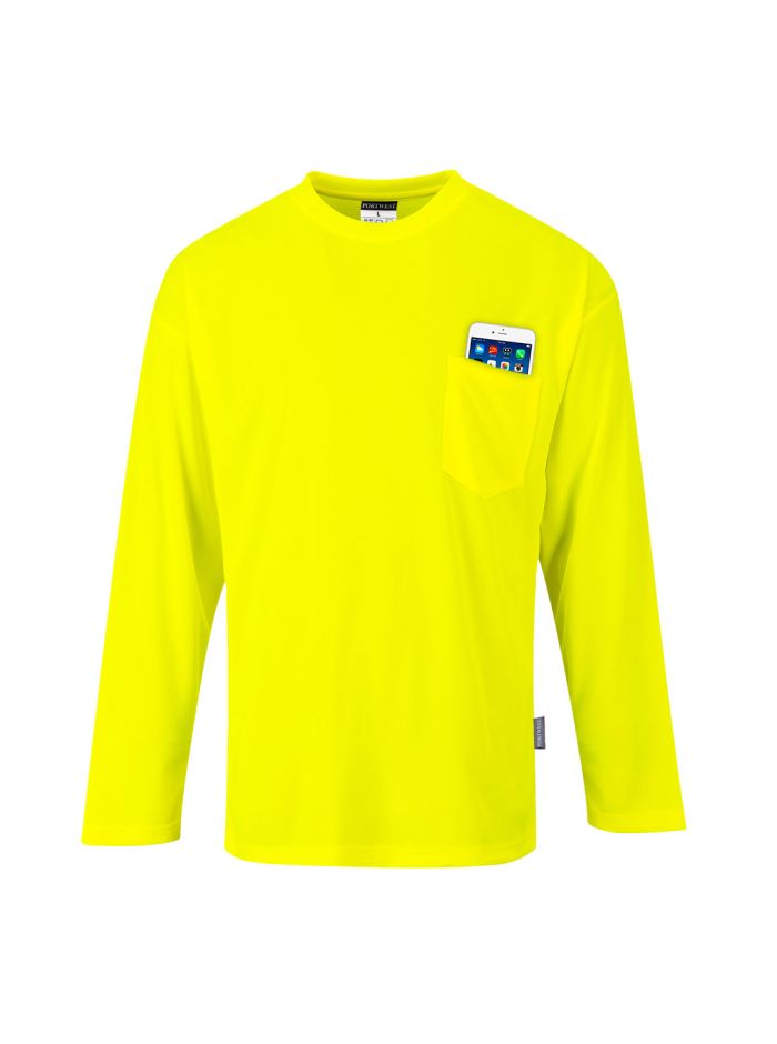 Day-Vis Pocket Long Sleeve T-Shirt, 4XL, R, Yellow