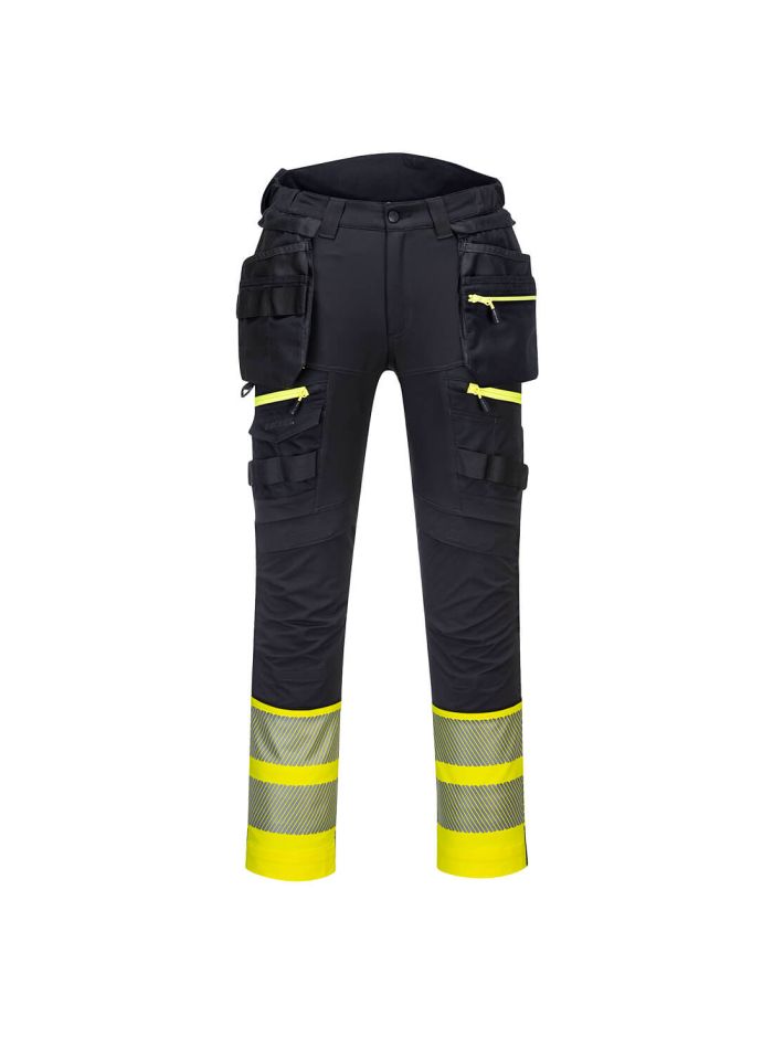 DX4 Hi-Vis Detachable Holster Pocket Class 1 Trouser, 28, R, Yellow/Black