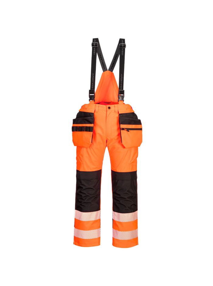 PW3 Hi-Vis Rain Bib and Brace, L, R, Orange/Black