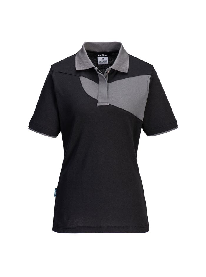 Women's PW2 Polo, L, R, Black/Zoom Grey