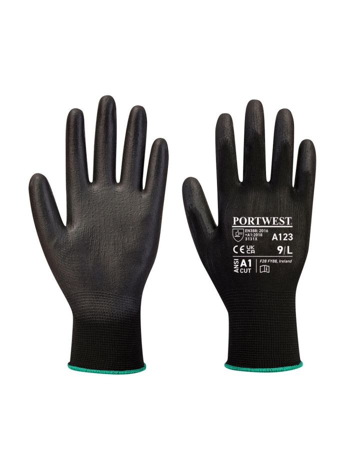 PU Palm Glove Latex Free - Full Carton (144), L, R, Black