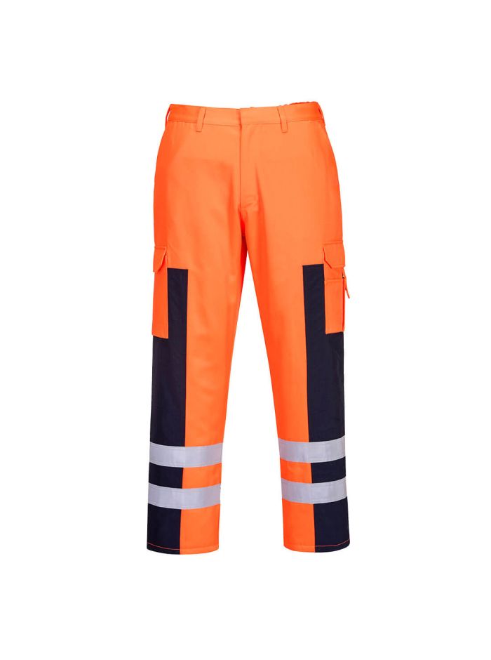 Hi-Vis Ballistic Service Trouser, L, R, Orange/Navy