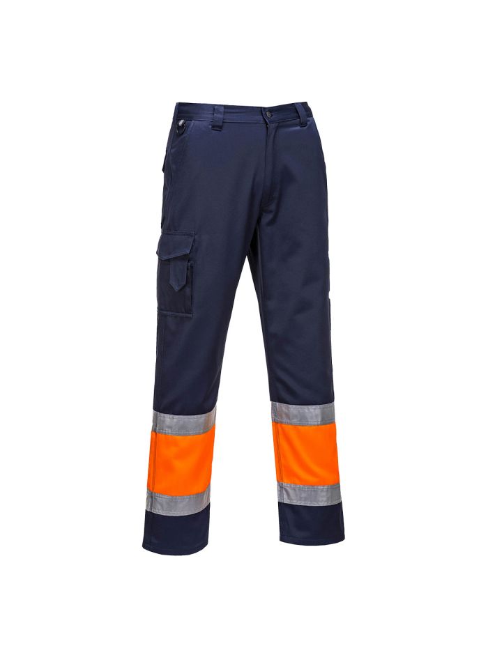 Hi-Vis Contrast Class 1 Service Trouser, L, R, Orange/Navy
