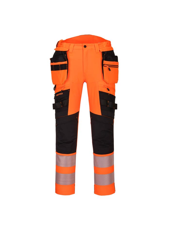 DX4 Hi-Vis Detachable Holster Pocket Trouser, 28, R, Orange/Black