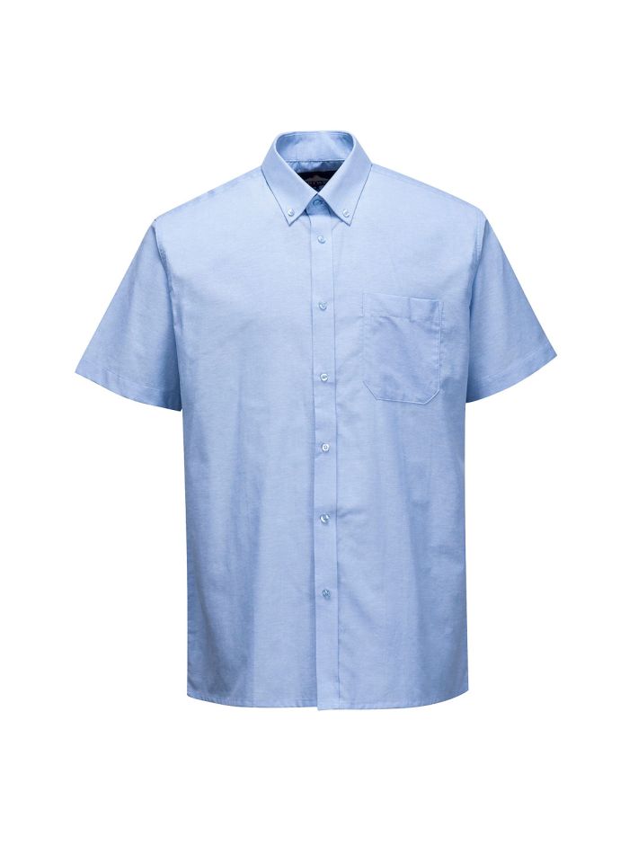 Oxford Shirt, Short Sleeves, 145, U, Blue