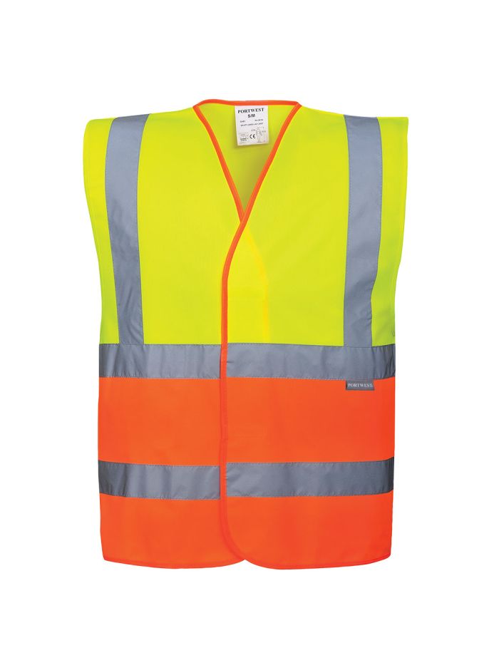 Hi-Vis Band and Brace Contrast Vest , L/XL, R, Yellow/Orange