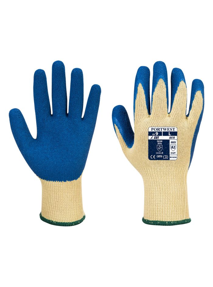LR Latex Grip Glove, M, L, Yellow/Blue