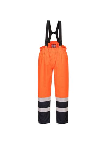 Bizflame Rain Hi-Vis Multi-Protection Trouser, L, R, Orange/Navy