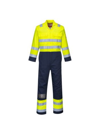 Hi-Vis Anti-Static Bizflame Pro Coverall, 4XL, R, Yellow/Navy