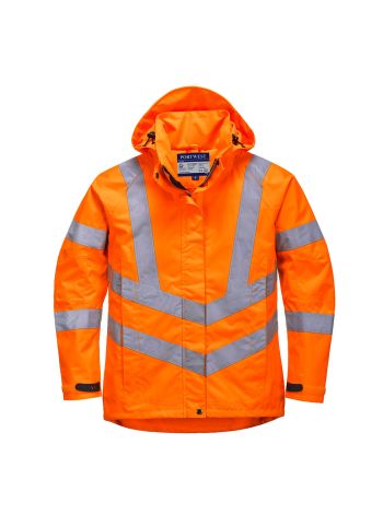 Hi-Vis Women's Breathable Rain Jacket, L, R, Orange