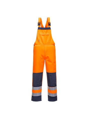 Girona Hi-Vis Contrast Work Bib and Brace, L, R, Orange/Navy