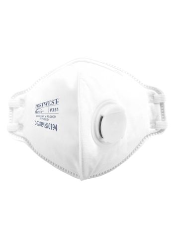 FFP3 Valved Dolomite Fold Flat Respirator (Pk20), , R, White
