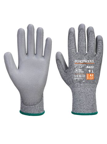 MR Cut PU Palm Glove, L, R, Grey