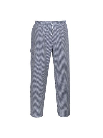 Chester Chefs Trouser, L, R, Blue Check