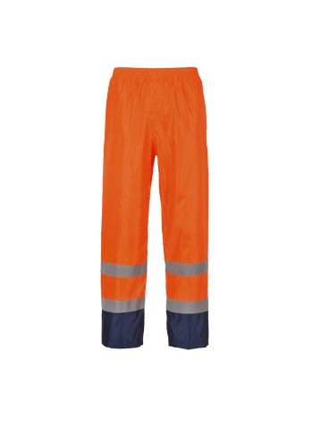 Hi-Vis Contrast Classic Rain Trouser, L, R, Orange/Navy