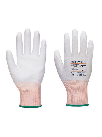 LR13 ESD PU Palm Glove - 12 pack, L, R, Grey/White