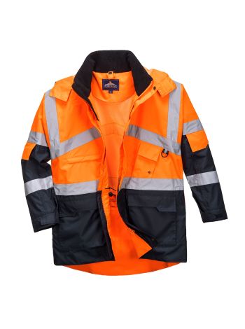 Hi-Vis Breathable Contrast Rain Jacket, L, R, Orange/Navy