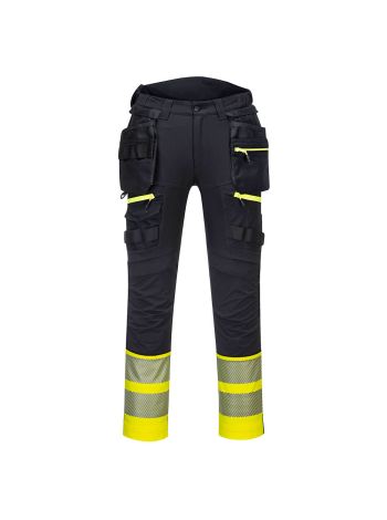 DX4 Hi-Vis Detachable Holster Pocket Class 1 Trouser, 28, R, Yellow/Black