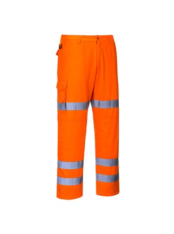 Hi-Vis Three Band Work Trouser, L, R, Orange