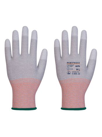 LR13 ESD PU Fingertip Cut Glove - 12 pack, L, R, Grey/White