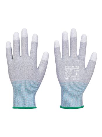 MR13 ESD PU Fingertip Glove - 12 Pack, L, R, Grey/White