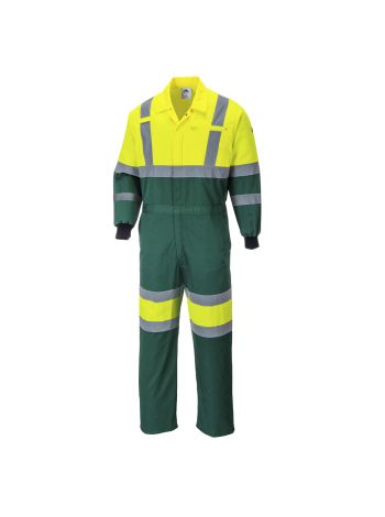 Hi-Vis X-Back Contrast Coverall, L, R, Yellow/Green