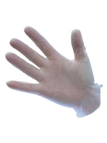Powdered Vinyl Disposable Glove, L, R, Clear