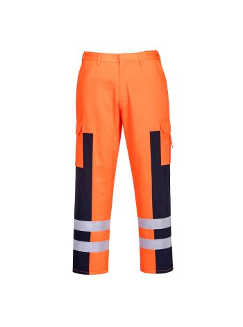 Hi-Vis Ballistic Service Trouser, L, R, Orange/Navy