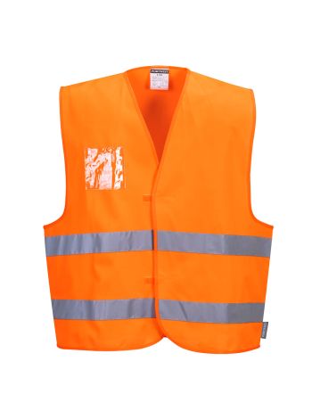 Hi-Vis Two Band Dual ID Holder Vest , L/XL, R, Orange