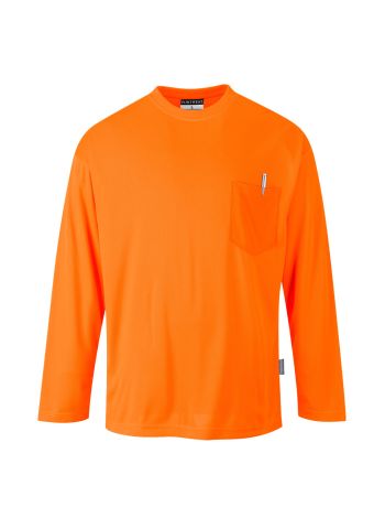 Day-Vis Pocket Long Sleeve T-Shirt, 5XL, R, Orange