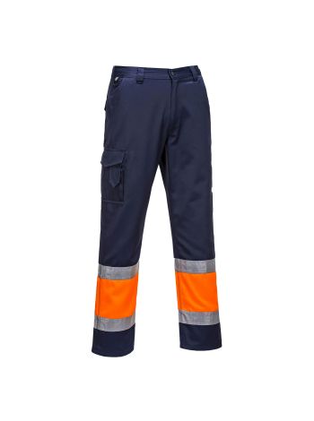 Hi-Vis Contrast Class 1 Service Trouser, L, R, Orange/Navy
