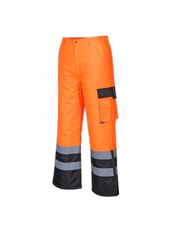 Hi-Vis Contrast Trouser - Lined, M, R, Orange/Black