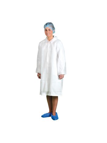 Disposable Visitors Coat PP, L, R, White