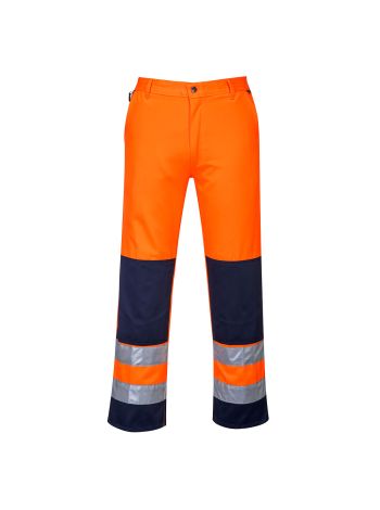 Seville Hi-Vis Contrast Work Trouser, L, R, Orange/Navy