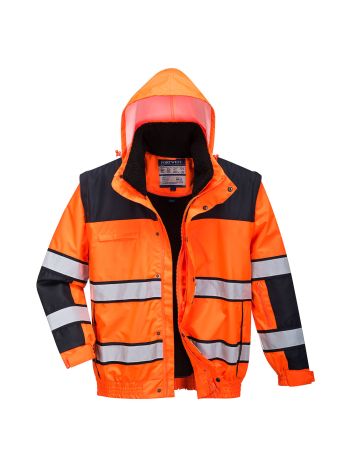 Hi-Vis Winter Contrast Classic Bomber Jacket , 4XL, R, Orange/Black