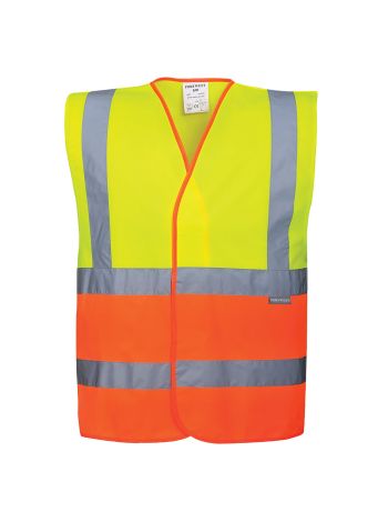 Hi-Vis Band and Brace Contrast Vest , L/XL, R, Yellow/Orange